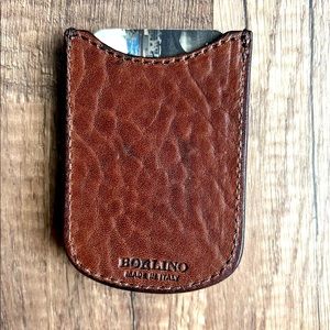 Leather card holder with magnetic money clip